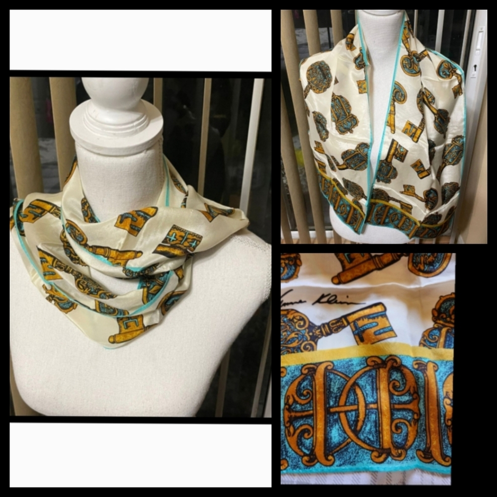 Anne Klein Vintage Key Print Scarf●